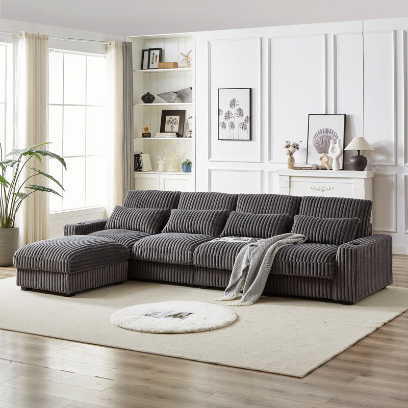 L shaped corduroy couch discount